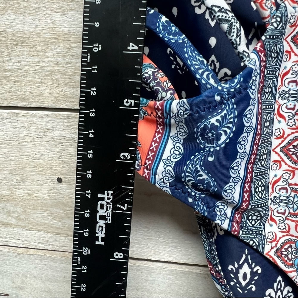 Cupshe Bikini‎ Set Womens Medium Blue Red Cross Front Top High Waist Bottom New - Picture 14 of 14